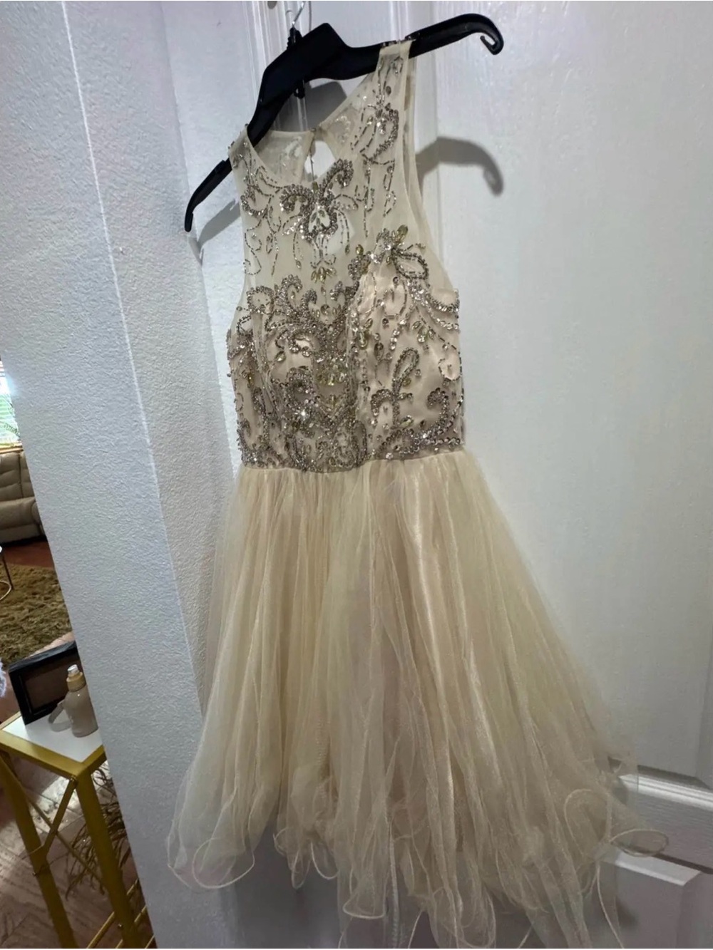 Dancing Queen Ivory Beaded Tulle Party Dress
